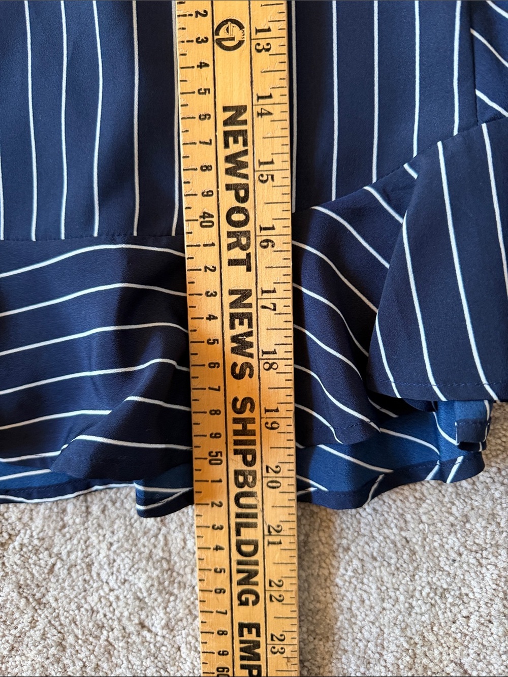 J. Crew Navy and White Pinstripe Ruffle Hem Mini Skirt size 6 NWT - Picture 9 of 9